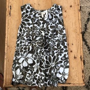 Loft tank top, white with army green flowers